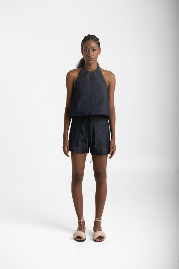 emma denim halter top
