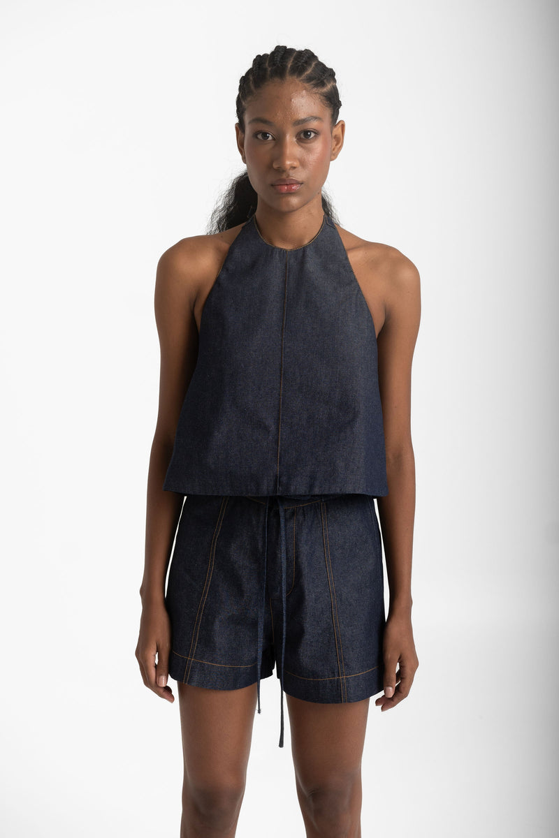 emma denim halter top