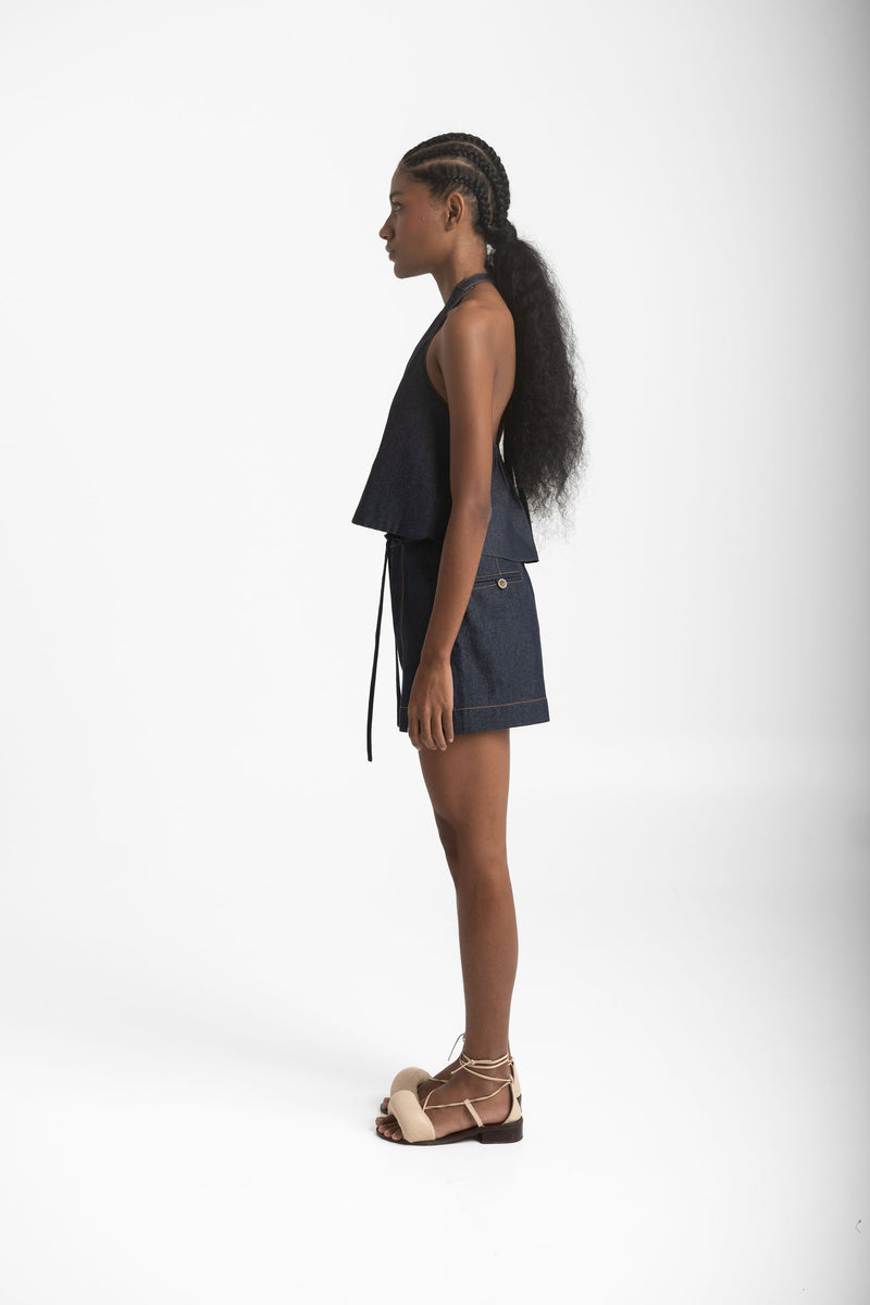 emma denim halter top